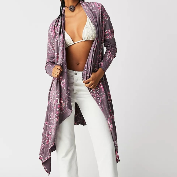 New magnolia pearl stargazer cardi purple pink bandana cardigan OS Karesa ithaca - Picture 9 of 16